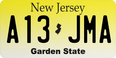 NJ license plate A13JMA