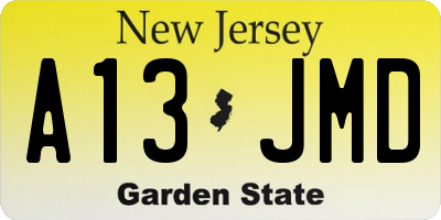 NJ license plate A13JMD