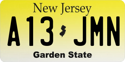 NJ license plate A13JMN
