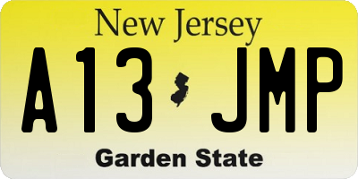 NJ license plate A13JMP