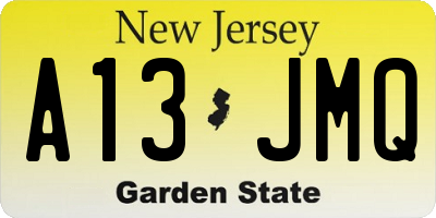 NJ license plate A13JMQ