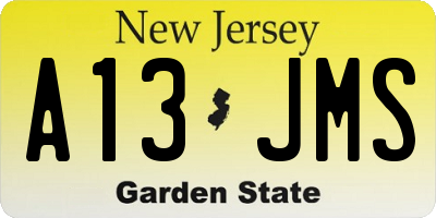 NJ license plate A13JMS