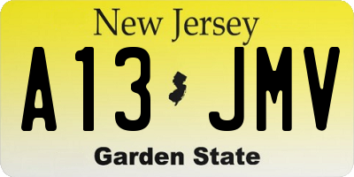 NJ license plate A13JMV