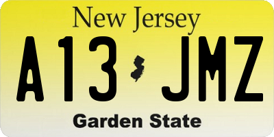 NJ license plate A13JMZ