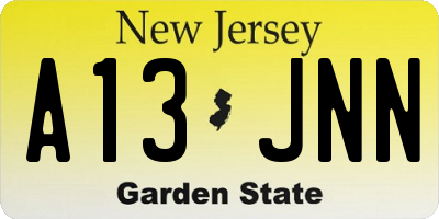 NJ license plate A13JNN