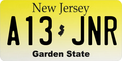 NJ license plate A13JNR