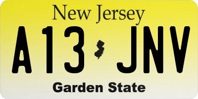 NJ license plate A13JNV