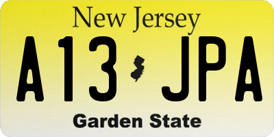 NJ license plate A13JPA