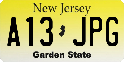 NJ license plate A13JPG