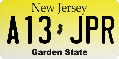 NJ license plate A13JPR