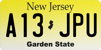 NJ license plate A13JPU