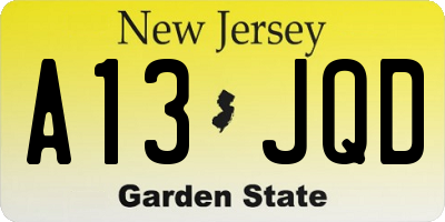 NJ license plate A13JQD
