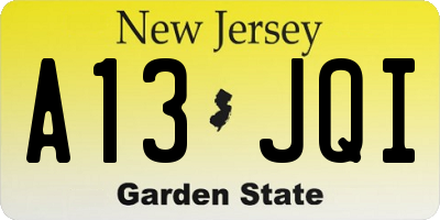 NJ license plate A13JQI
