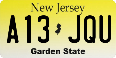NJ license plate A13JQU