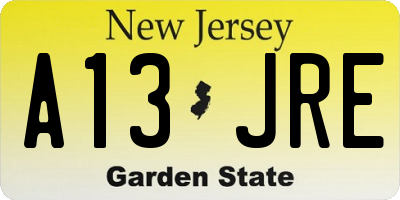 NJ license plate A13JRE