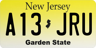 NJ license plate A13JRU