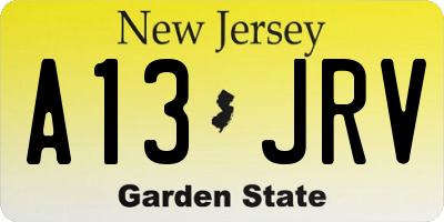 NJ license plate A13JRV