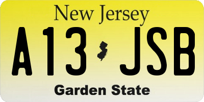 NJ license plate A13JSB