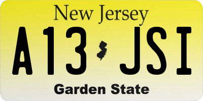 NJ license plate A13JSI