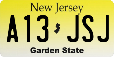 NJ license plate A13JSJ