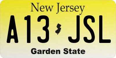 NJ license plate A13JSL