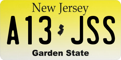 NJ license plate A13JSS