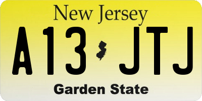 NJ license plate A13JTJ