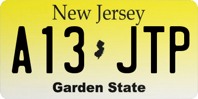 NJ license plate A13JTP