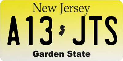 NJ license plate A13JTS