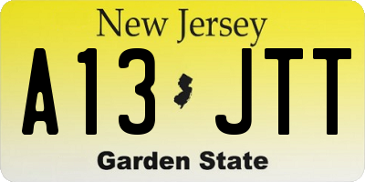NJ license plate A13JTT