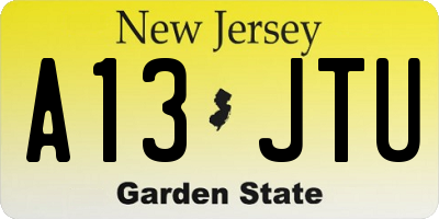 NJ license plate A13JTU