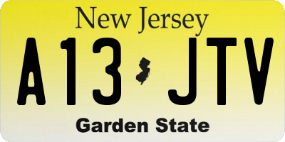 NJ license plate A13JTV