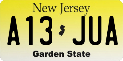 NJ license plate A13JUA