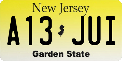 NJ license plate A13JUI