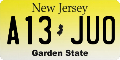 NJ license plate A13JUO