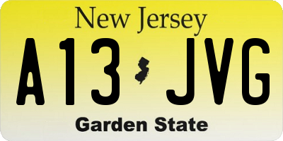 NJ license plate A13JVG