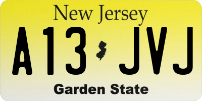 NJ license plate A13JVJ