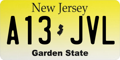 NJ license plate A13JVL