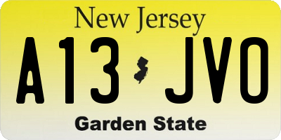 NJ license plate A13JVO