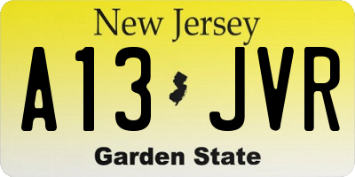 NJ license plate A13JVR