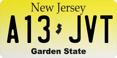 NJ license plate A13JVT