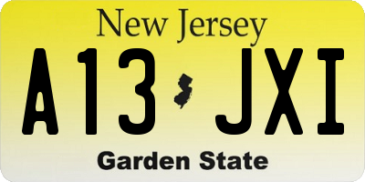 NJ license plate A13JXI