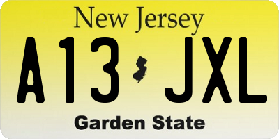 NJ license plate A13JXL