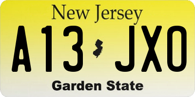 NJ license plate A13JXO