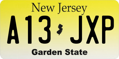 NJ license plate A13JXP