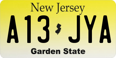 NJ license plate A13JYA