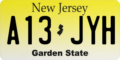 NJ license plate A13JYH