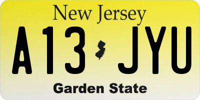 NJ license plate A13JYU