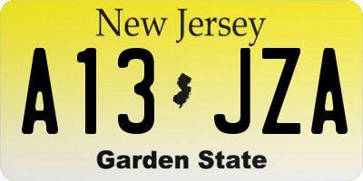 NJ license plate A13JZA