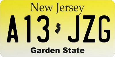 NJ license plate A13JZG